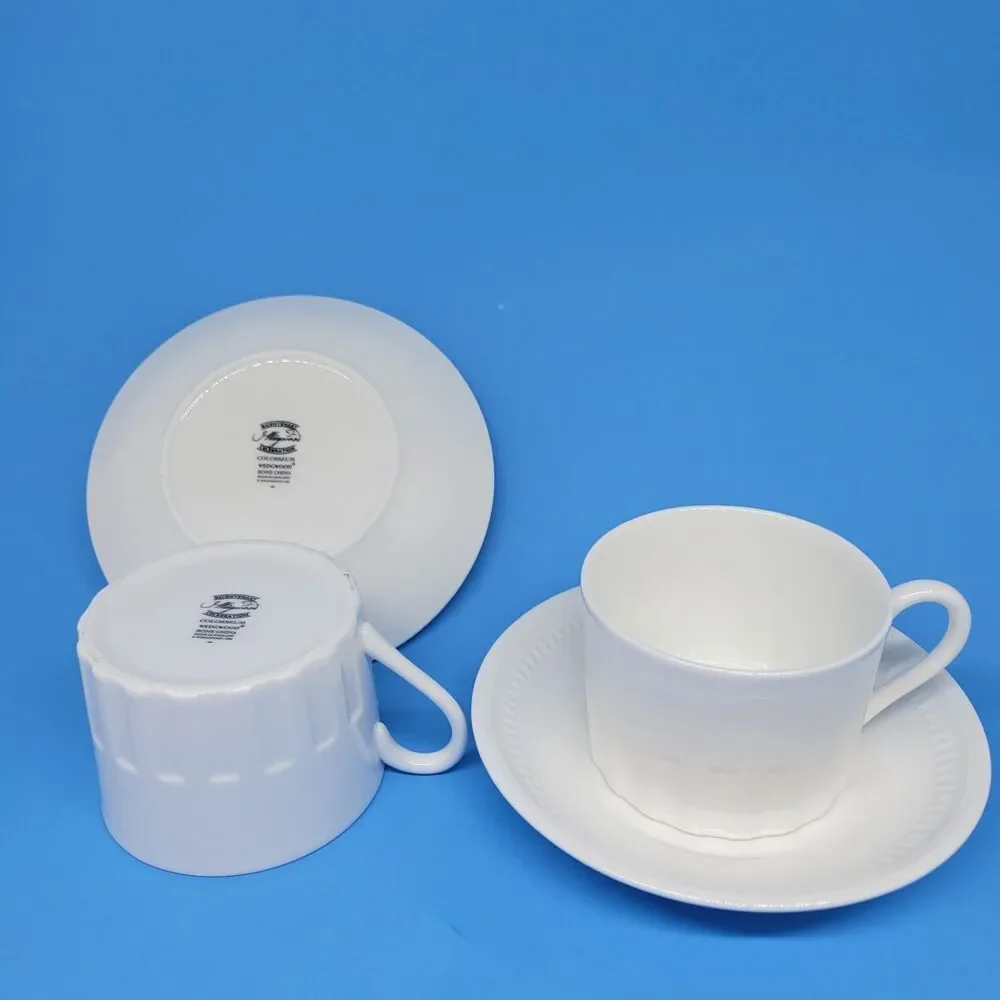 Wedgwood Colosseum White Set Of 2 Cups And 2 Saucers Excellent Condition